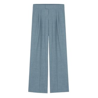 Masscob Wide Trousers, female, Blue, M, Tailored Wool Trousers with Front Pleats