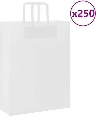 vidaXL Bolsas De Papel Con Asas 250 Uds Blanca 32x12x42 Cm Vidaxl