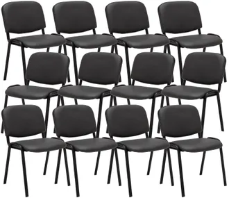 Clp Pack De 12 Sillas Confidente Ken En Simil Cuero Gris