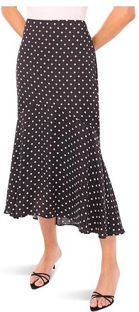 CeCe by Cynthia Steffe Charmeuse Flouncy Hem Midi Skirt Womens Skirt Rich Black : XL, Polyester