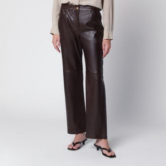 Max Mara Pantalone in nappa dagnello marrone