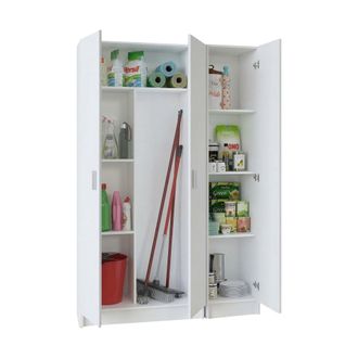 Dmora Armario Multiusos Grande Soave, Modular, 6 Estantes, 3 Puertas, 110x180h Cm Blanco