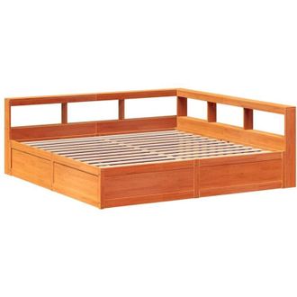 vidaXL Vidaxl - Cama Con Estanter&iacute;a Sin Colch&oacute;n Madera Maciza Marr&oacute;n 180x200cm