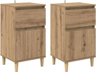 vidaXL Armario De Noche 2 Pcs Roble Artesanal 40 X 35 X 70 Cm Vidaxl