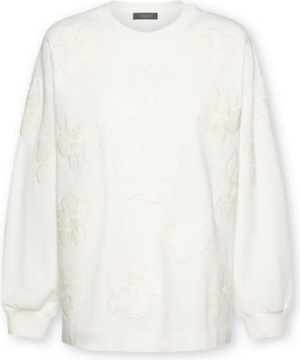 Elena Miro Cotton Crew Neck Sweatshirt - Dames - Sweatshirts - Wit - XL - Katoen - Hoodies & sweatvesten