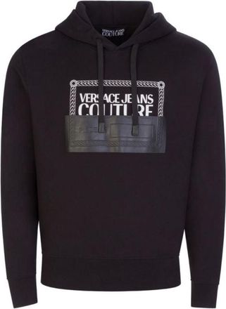 Versace Jeans Couture Mens Black White Logo Hooded Sweatshirt,Black