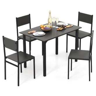 Costway Costway 5Pcs Modern Kitchen Dining Room Furniture Dining Table Set for 4 in Grey