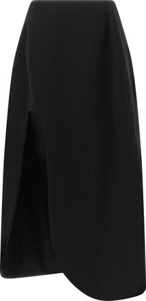 Jil Sander Black Virgin Wool Midi Womens Skirt