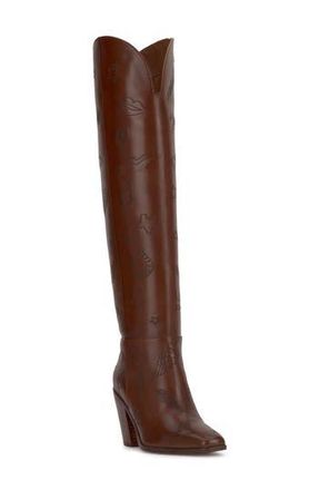 Jessica Simpson Ravyn 2 Embossed Leather Tall Boot in Dark Canyon Aniale at Nordstrom Rack, Size 9.5