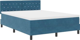 vidaXL Box Spring Bed with Headboard Dark blue 140 x 200 cm Velvet vidaXL