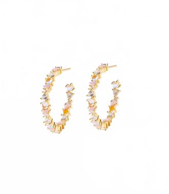 Native Gem Womens Gemstone Hoop Earrings In Gold Multi