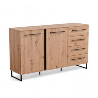 No Brand Mobile soggiorno rovere chiaro artigianale nero 159x42x92 cm in truciolare bilaminato design elegante e moderno