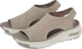 Skechers Womens Arch Fit-Catchy Wave, Taupe Multi, 6.5 UK