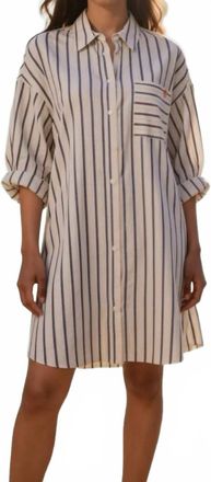 FRNCH The Viana Wide Stripe Mini Dress In Blue/white
