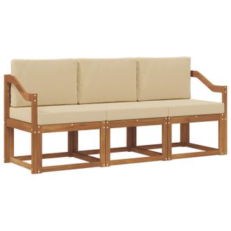 vidaXL Conjunto De Sof&aacute;s De Exterior Con Coj&iacute;n 3 Pcs Natural Y Beige Vidaxl