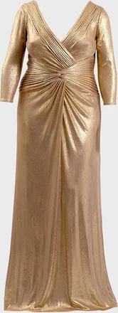 Tadashi Shoji Plus Size Metallic Twist-Front Column Gown