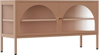 Oviala Mueble tv moderno de 2 puertas l115 cm en metal marr&oacute;n