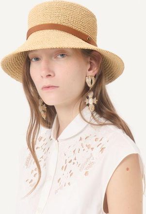 Valentino Garavani Cappello Bucket Vlogo Signature In Paglia Ripiegabile Donna NATURALE/SELLERIA 56