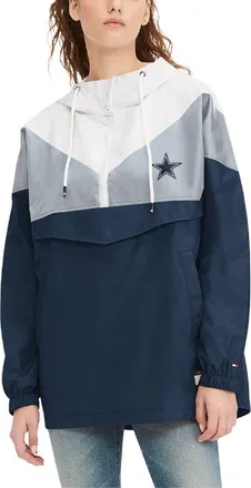 Tommy Hilfiger Womens Tommy Hilfiger White/Navy Dallas Cowboys Staci Half-Zip Hoodie Windbreaker Jacket at Nordstrom, Size Xx-Large