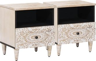 vidaXL Mueble Cama 2 Uds. 40 X 33 X 46 Cm Madera De Mango Maciza Vidaxl