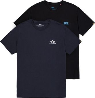 Alpha Industries T-Shirt ALPHA INDUSTRIES Basic T-Shirt SL 2 Pack, Herren, Gr. 3XL, rep. blau, schwarz, blau, Obermaterial: 100% Baumwolle, Shirts T-Shirt