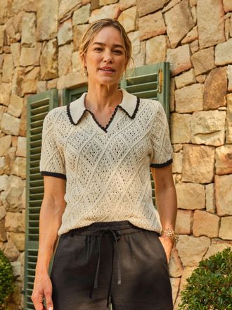 Fat Face FatFace Madison Ivory Tipped Knitted Polo