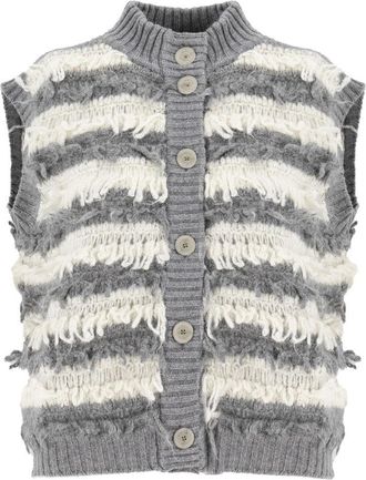 PANICALE Two-Color Striped Knit Wool Waistcoat