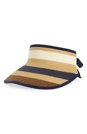 Cole Haan Stripe Packable Straw Visor in Natural Multi at Nordstrom