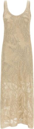 Brunello Cucinelli Lange Jurk - Dames - Maxi kleedjes - Beige - M - Katoen - Kleedjes