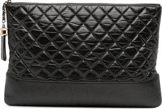 Chanel Pre-owned Womens Quilted Clutch - Black Leather - One Size