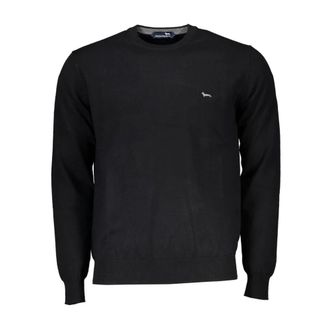 Harmont & Blaine Round-neck Knitwear, male, Black, XL, Embroidered Crew Neck Jumper