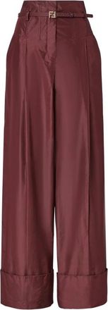 Fendi Wide Broeken - Dames - Wijde Broeken - Paars - S - Leer - Broeken