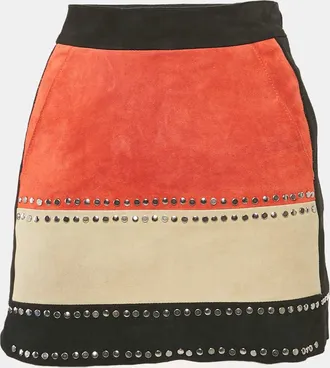 Maje Black Suede Stud Detail Mini Skirt