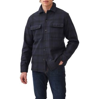 Rodd & Gunn Wadestown Windowpane Check Cotton Twill Button-Up Shirt Jacket in Midnight at Nordstrom, Size X-Large