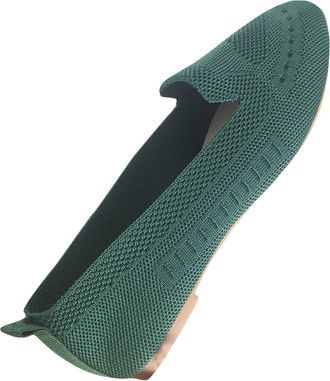 Generic Womens Flat Shoes Wide Fit Knitted Ballet Shoes Round Toe Breathable Casual Lightweight Comfortable Slip On Ballet Flat Parties Work Army Green