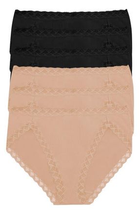 Natori Bliss 6-Pack Cotton French Cut Briefs in Black/cafe at Nordstrom, Size Xx-Large