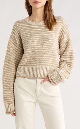 All in Favor Chunky Stripe Sweater in Natural Ivory at Nordstrom Rack, Size X-Large