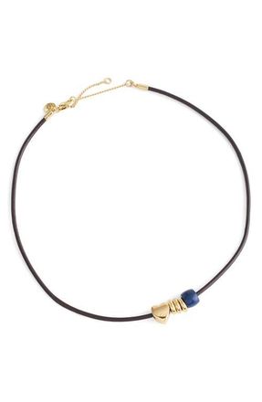 Madewell Lapis Lazuli Charm Leather Choker Necklace in Dark Carob at Nordstrom