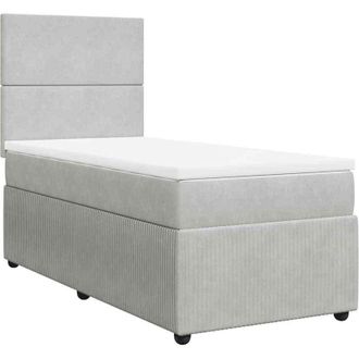vidaXL Cama Box Spring Con Colch&oacute;n Terciopelo Gris Claro 80x200 Cm Vidaxl