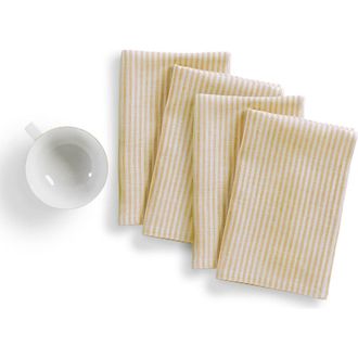 Solino Home Linen Dinner Napkins - Narrow Stripe, 20 x 20 in Spicy Mustard And White at Nordstrom, Size Large