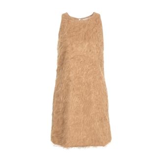 ottod'Ame Summer Dresses, female, Brown, Size: S Luxurious Faux Fur Mini Dress