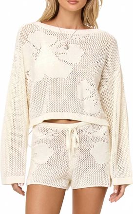 L*Space Island Time Open Knit Short In Cream