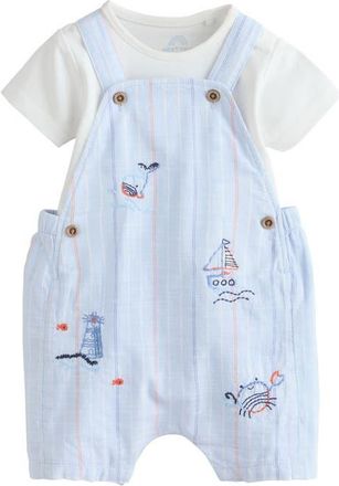 Next Nautical Bodysuit & Embroidered Romper Set in Blue at Nordstrom, Size 9-12M