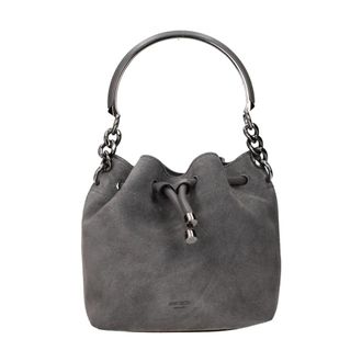 Jimmy Choo London Bolso de cubo con cord&oacute;n de ante - Bags - Mujer - Gris - ONE SIZE