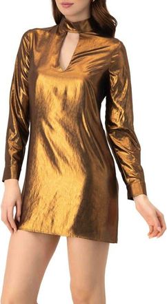 Ivonne Short Satin Dress with Keyhole Neckline in Copper at Nordstrom, Size 12