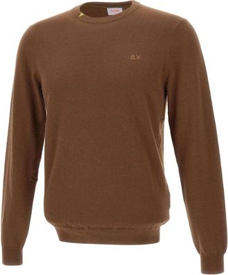 Sun 68 Sweater Basic - Heren - Ronde hals truien - Bruin - XL - Katoen - Truien & Vesten
