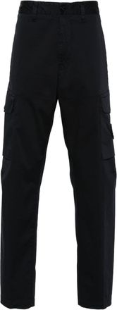 Stone Island Compass-badge straight-leg trousers - men - Elastane/Cotton - 32 - Blue