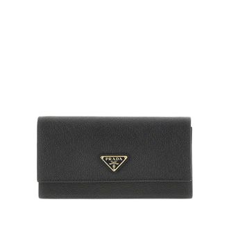 Prada Saffiano leather clutch with triangle logo Woman One Size