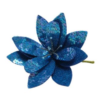 Maliparmi Geborduurde Bloemenbroche - Dames - Broches - Blauw - ONE Size - Pailletten - Accessoires
