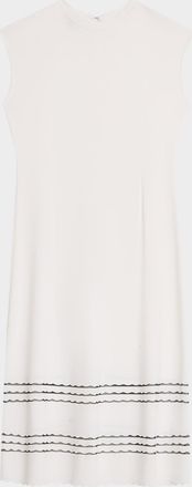 Misook Sleeveless Scalloped Knit A-Line Midi Dress